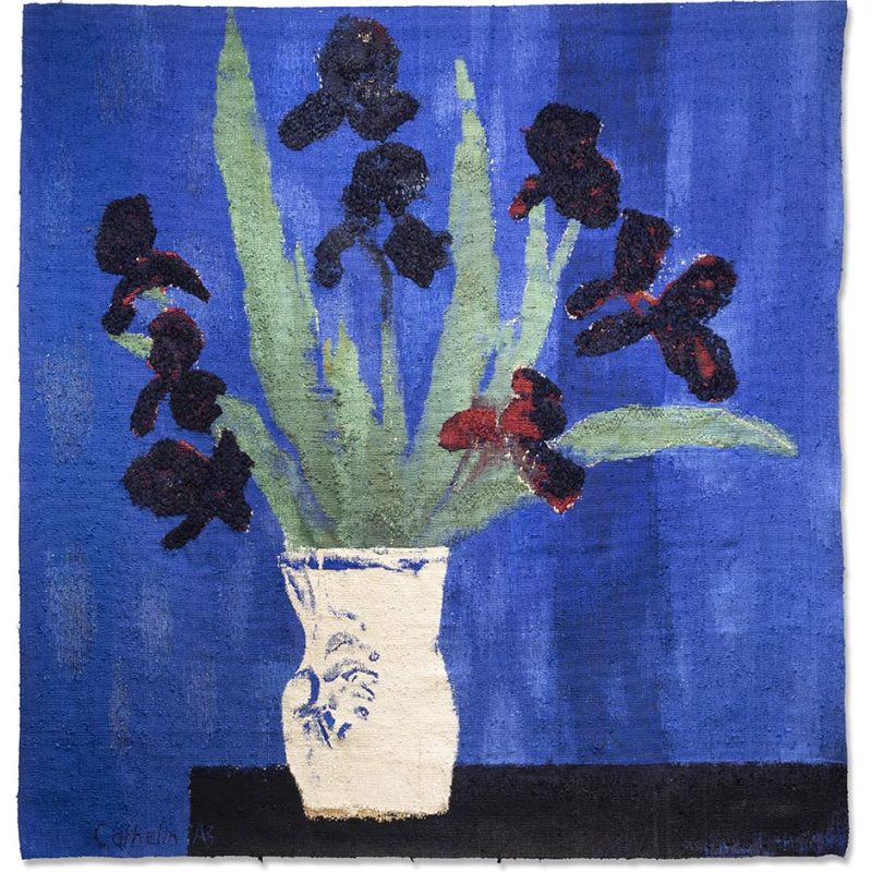 Bernard Cathelin "Les Iris au fond bleu" Tapestry