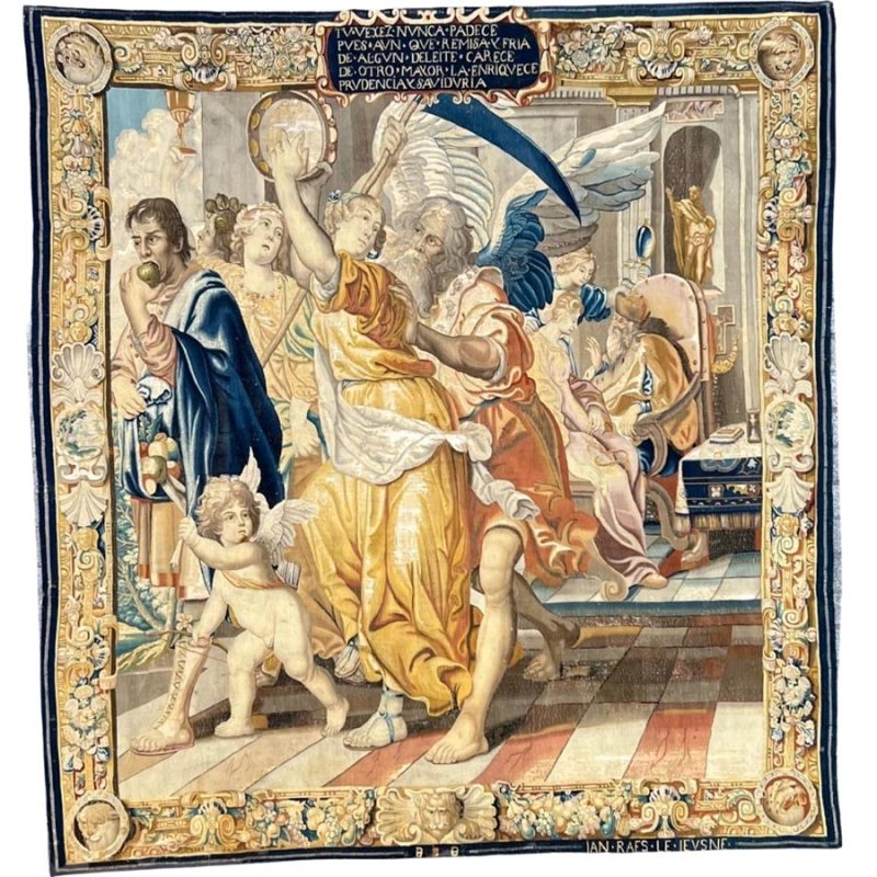 17th Century Brussels Tapestry, Allegory of Time, Wisdom and Human Experience