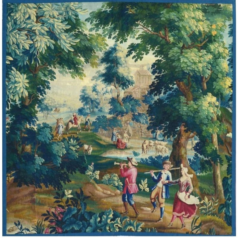 18th Century Lille Antique Tapestry, Pastoral Landscape