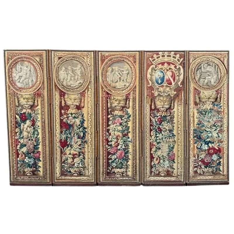 Antique 18th Century Brussels Paravant Tapestry