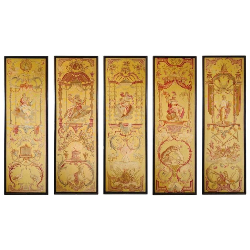 Early 19th Century Aubusson Paravant Tapestry, The Seasons