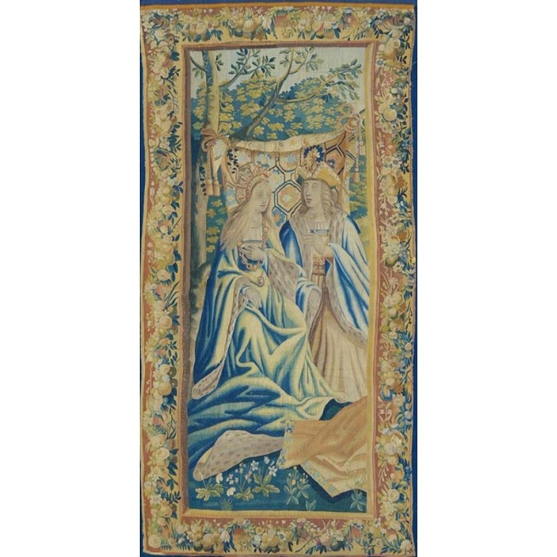 17th Century Brussels Tapestry, King Louis XII and Anne of Brittany (Vertical)