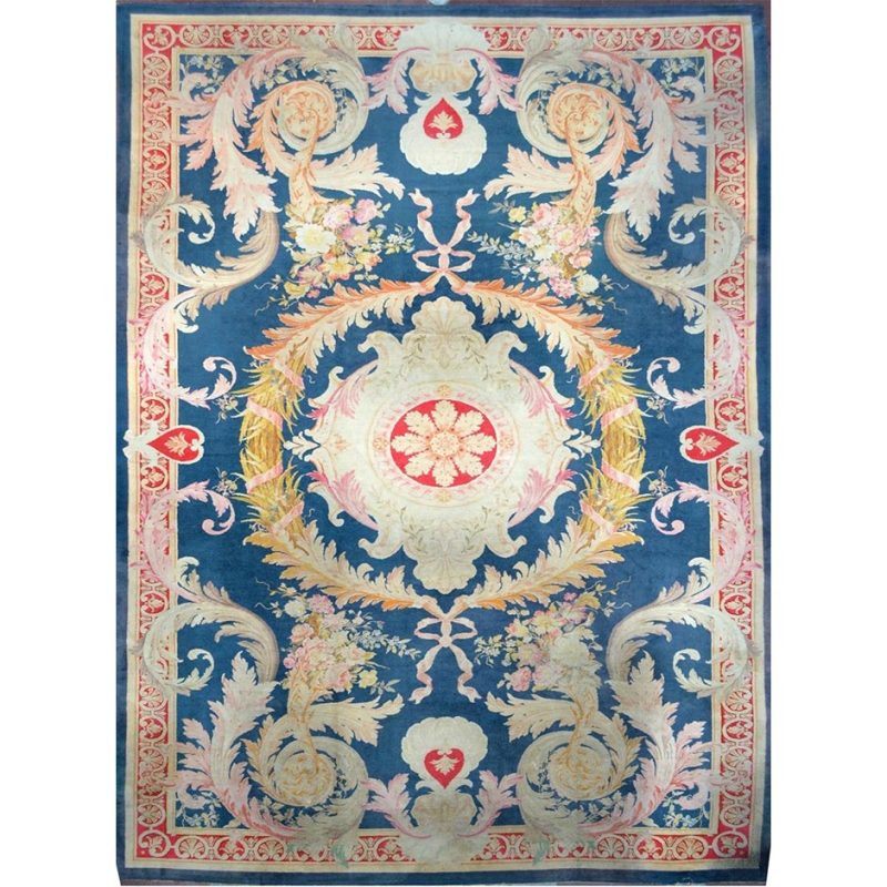 Mid-19th Century Aubusson Savonnerie Rug — Imperial Blue Field